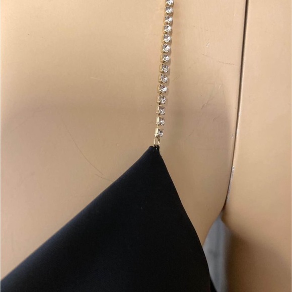 Black Satin size small Cami with Rhinestones - Picture 3 of 7